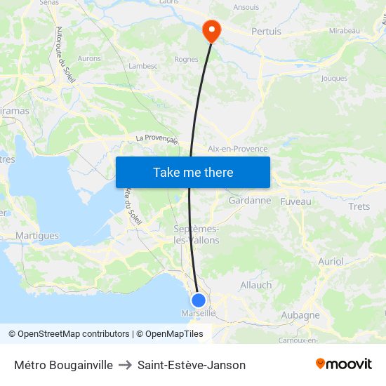 Métro Bougainville to Saint-Estève-Janson map