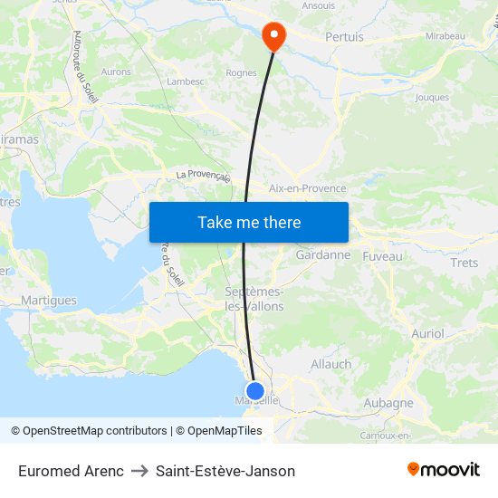 Euromed Arenc to Saint-Estève-Janson map