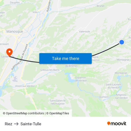 Riez to Sainte-Tulle map