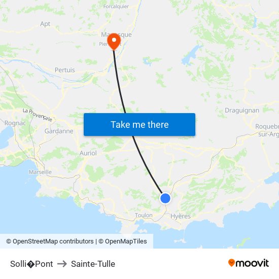 Solli�Pont to Sainte-Tulle map