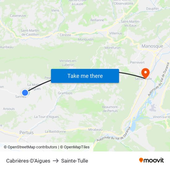 Cabrières-D'Aigues to Sainte-Tulle map