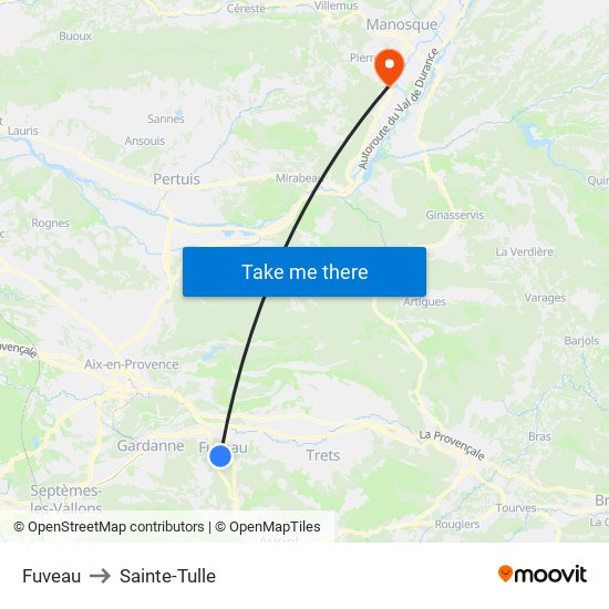 Fuveau to Sainte-Tulle map