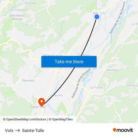 Volx to Sainte-Tulle map