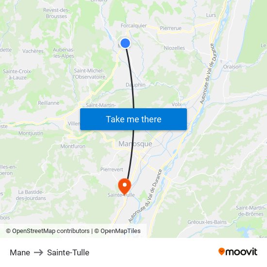Mane to Sainte-Tulle map