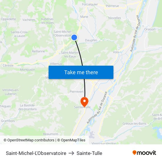 Saint-Michel-L'Observatoire to Sainte-Tulle map