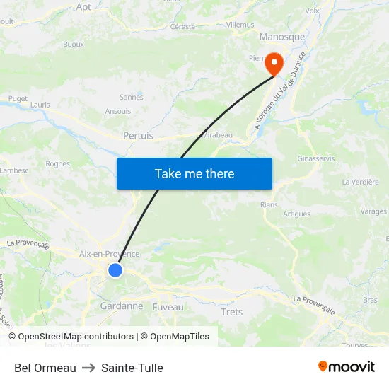 Bel Ormeau to Sainte-Tulle map