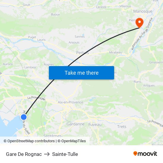 Gare De Rognac to Sainte-Tulle map