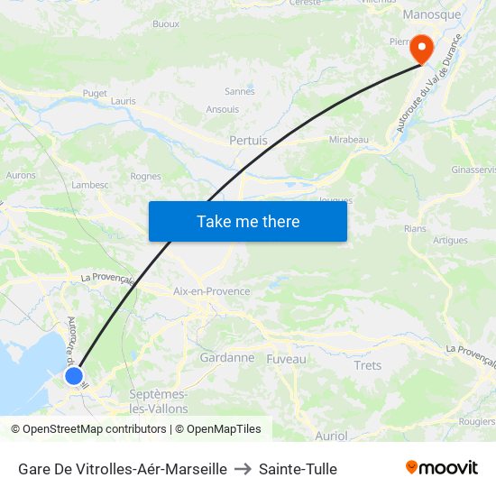 Gare De Vitrolles-Aér-Marseille to Sainte-Tulle map