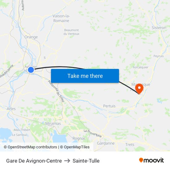 Gare De Avignon-Centre to Sainte-Tulle map