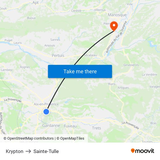 Krypton to Sainte-Tulle map