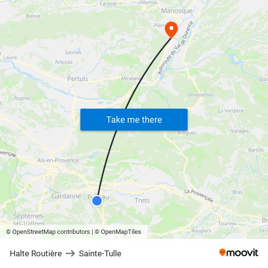 Halte Routière to Sainte-Tulle map