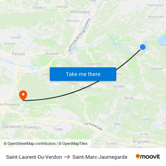 Saint-Laurent-Du-Verdon to Saint-Marc-Jaumegarde map