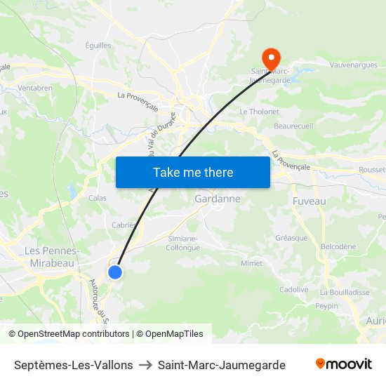 Septèmes-Les-Vallons to Saint-Marc-Jaumegarde map