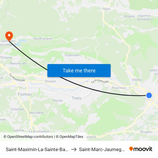 Saint-Maximin-La-Sainte-Baume to Saint-Marc-Jaumegarde map