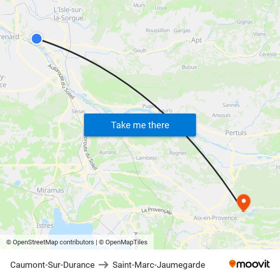 Caumont-Sur-Durance to Saint-Marc-Jaumegarde map