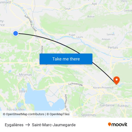 Eygalières to Saint-Marc-Jaumegarde map