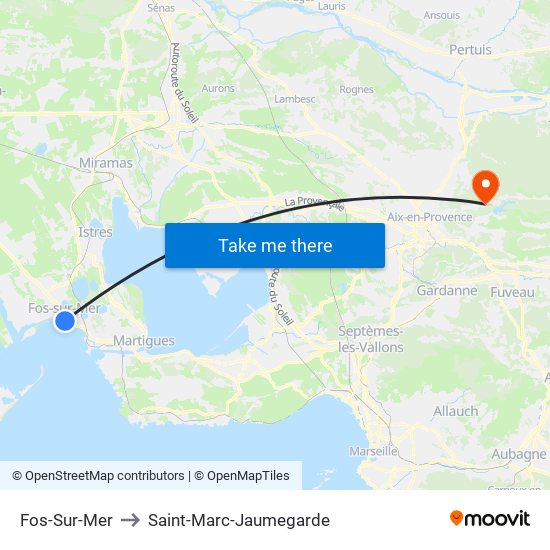 Fos-Sur-Mer to Saint-Marc-Jaumegarde map