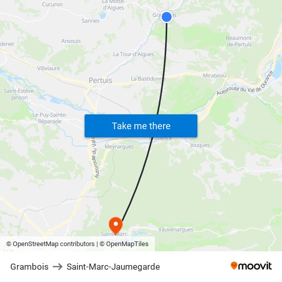 Grambois to Saint-Marc-Jaumegarde map