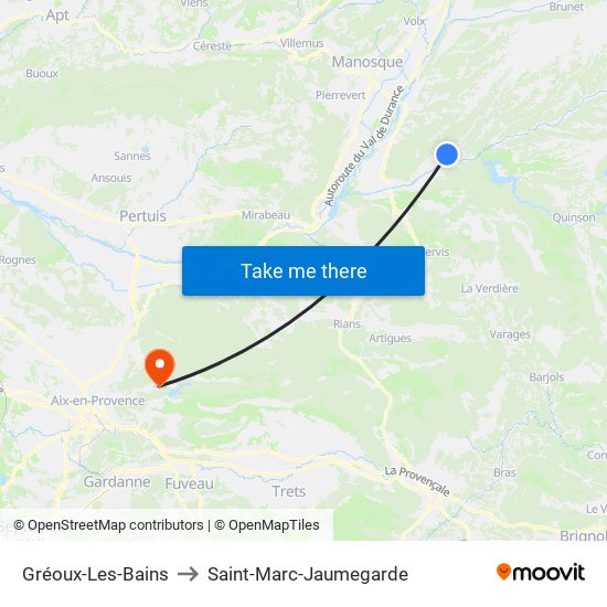 Gréoux-Les-Bains to Saint-Marc-Jaumegarde map