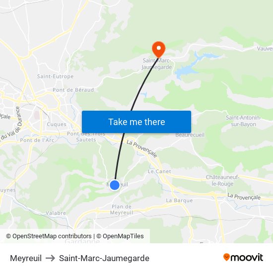 Meyreuil to Saint-Marc-Jaumegarde map