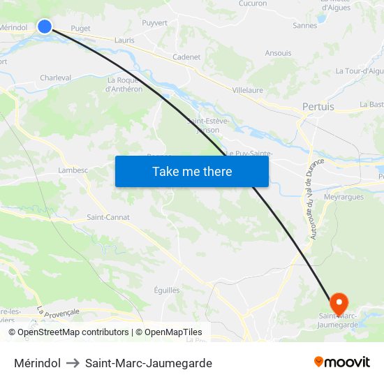 Mérindol to Saint-Marc-Jaumegarde map