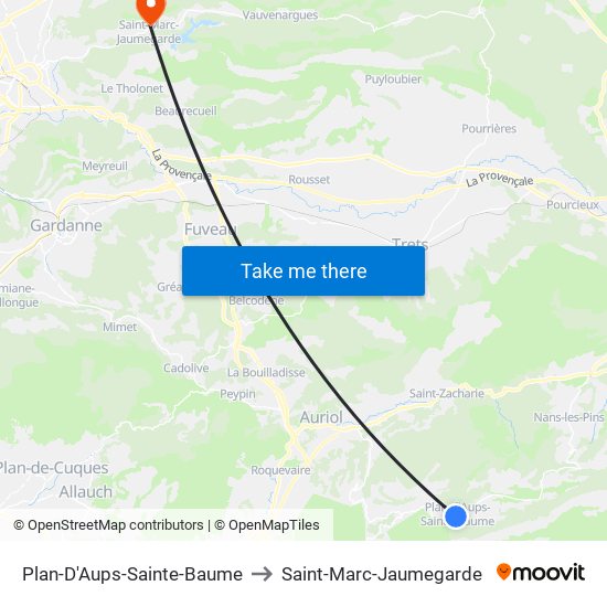 Plan-D'Aups-Sainte-Baume to Saint-Marc-Jaumegarde map