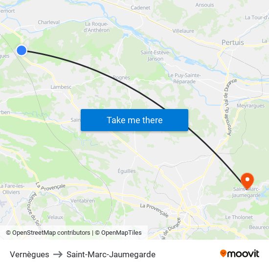 Vernègues to Saint-Marc-Jaumegarde map