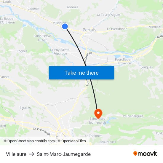 Villelaure to Saint-Marc-Jaumegarde map