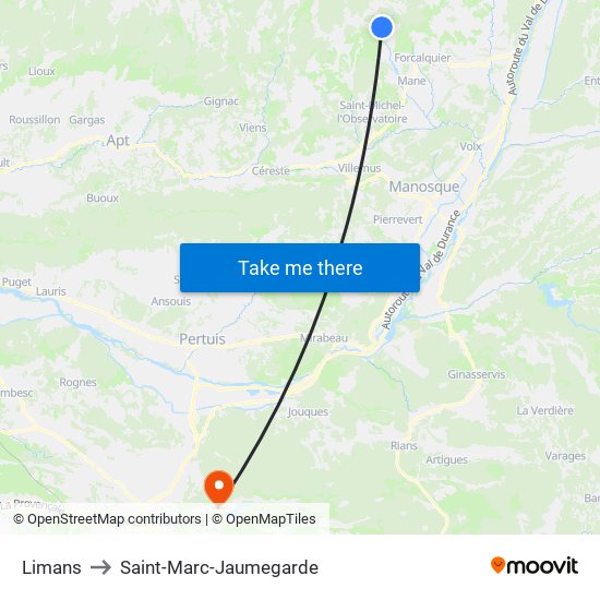 Limans to Saint-Marc-Jaumegarde map