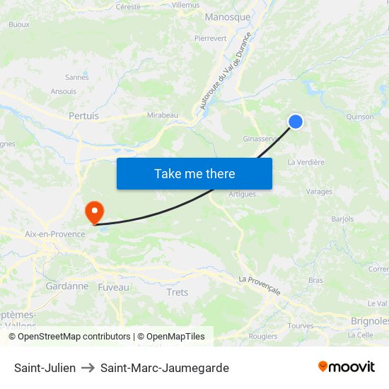 Saint-Julien to Saint-Marc-Jaumegarde map