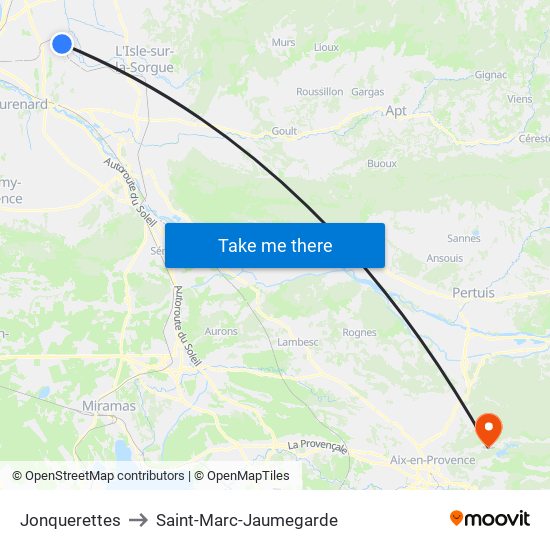 Jonquerettes to Saint-Marc-Jaumegarde map