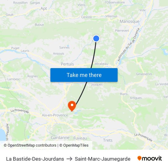 La Bastide-Des-Jourdans to Saint-Marc-Jaumegarde map