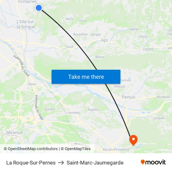 La Roque-Sur-Pernes to Saint-Marc-Jaumegarde map