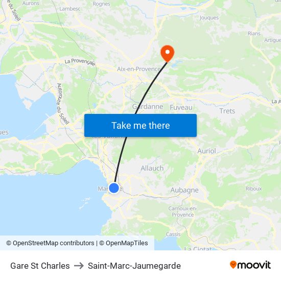 Gare St Charles to Saint-Marc-Jaumegarde map