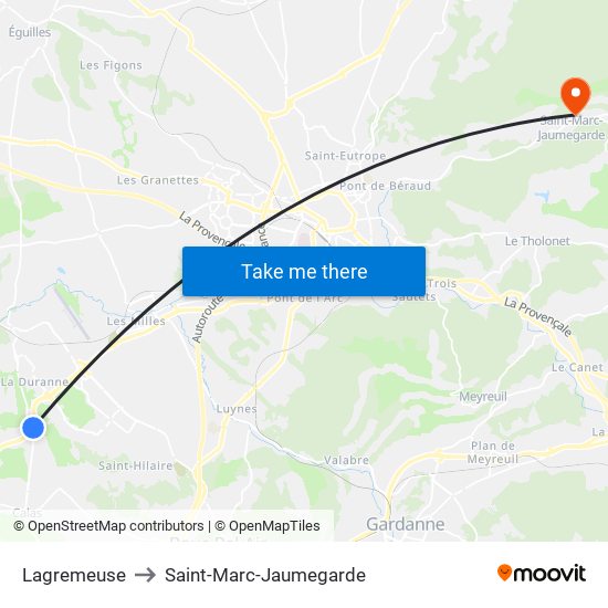 Lagremeuse to Saint-Marc-Jaumegarde map