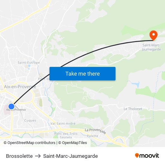 Brossolette to Saint-Marc-Jaumegarde map