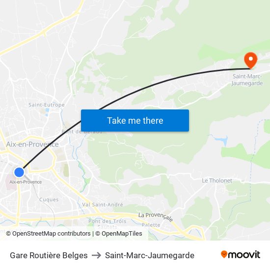 Gare Routière Belges to Saint-Marc-Jaumegarde map