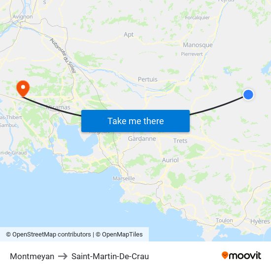 Montmeyan to Saint-Martin-De-Crau map