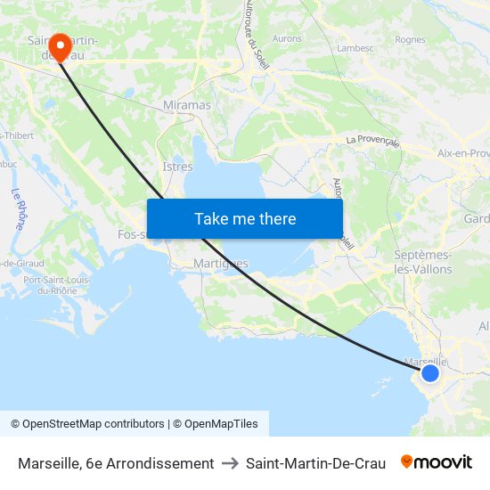 Marseille, 6e Arrondissement to Saint-Martin-De-Crau map