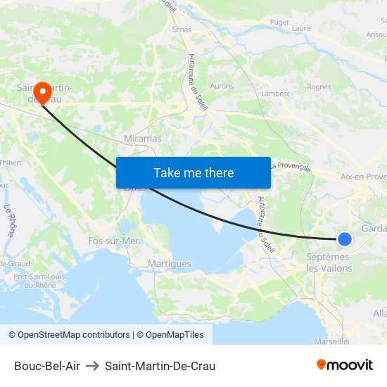 Bouc-Bel-Air to Saint-Martin-De-Crau map