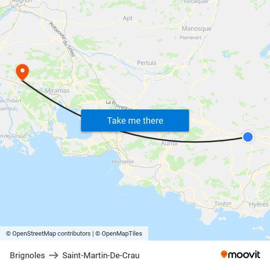 Brignoles to Saint-Martin-De-Crau map