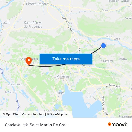 Charleval to Saint-Martin-De-Crau map