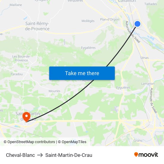 Cheval-Blanc to Saint-Martin-De-Crau map