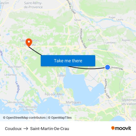 Coudoux to Saint-Martin-De-Crau map