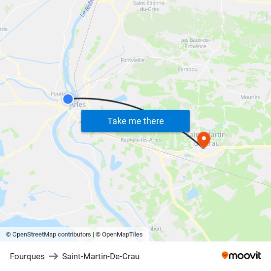 Fourques to Saint-Martin-De-Crau map