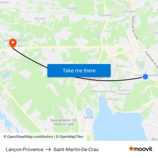 Lançon-Provence to Saint-Martin-De-Crau map