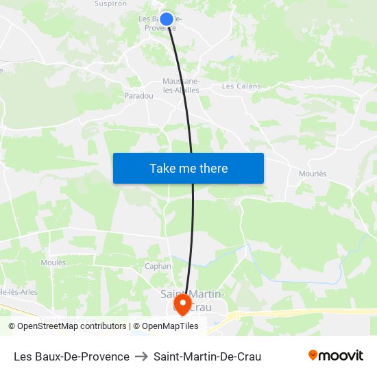 Les Baux-De-Provence to Saint-Martin-De-Crau map