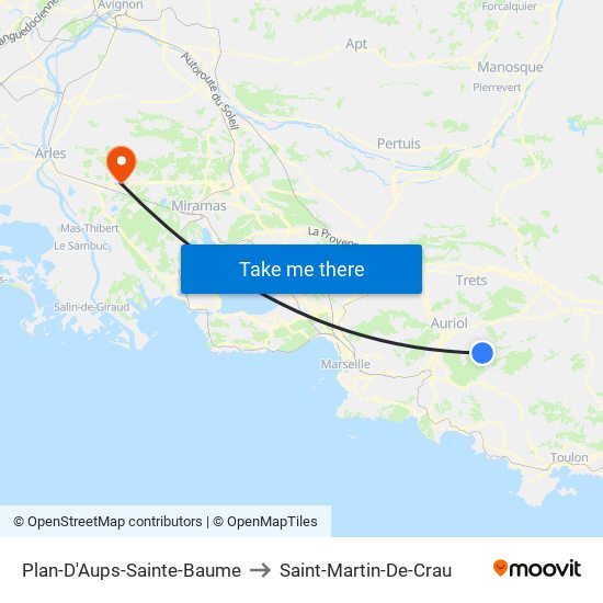 Plan-D'Aups-Sainte-Baume to Saint-Martin-De-Crau map