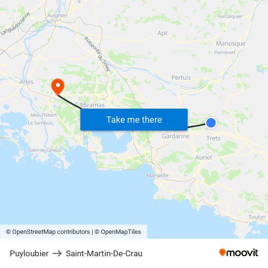 Puyloubier to Saint-Martin-De-Crau map