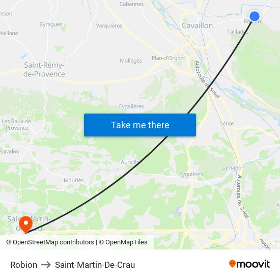 Robion to Saint-Martin-De-Crau map